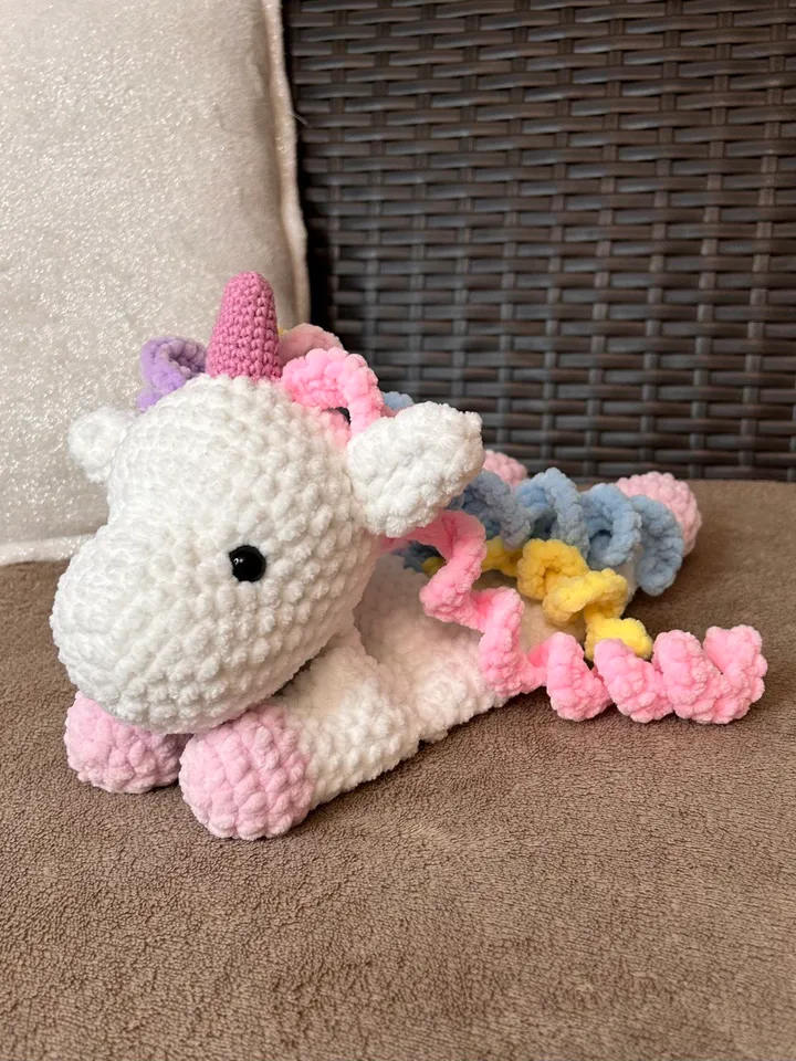 Crochet unicorn cuddle toy Baby shower gift Baby lovey