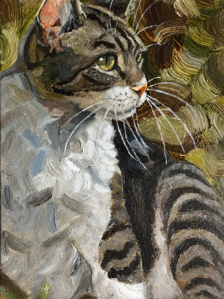 Cute cat portrait pet painting original oil painting hand painted modern impasto painting wall art 6x9 inches