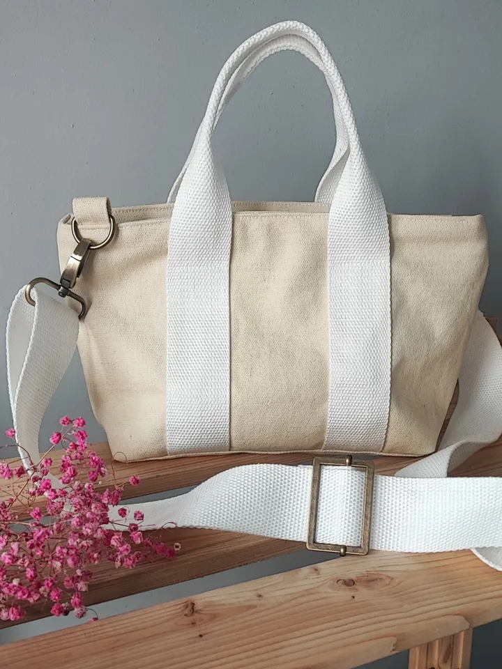 Women's Beige Eco Shoulder Bag Handmade