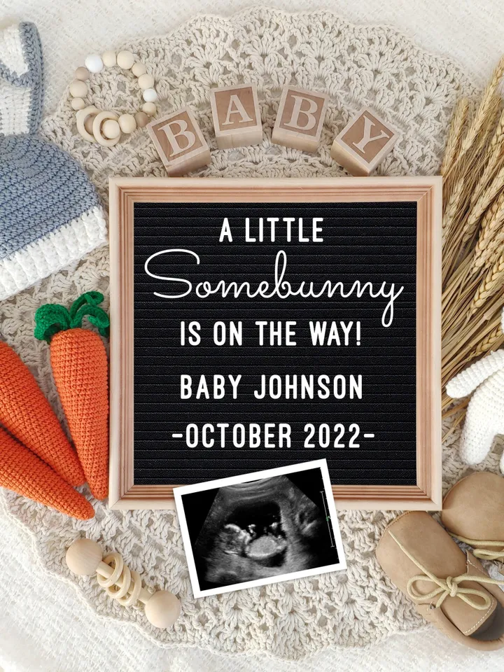 Easter Baby Announcement Digital, Bunny Pregnancy Announcement Template for Social Media, A little Somebunny is on the Way