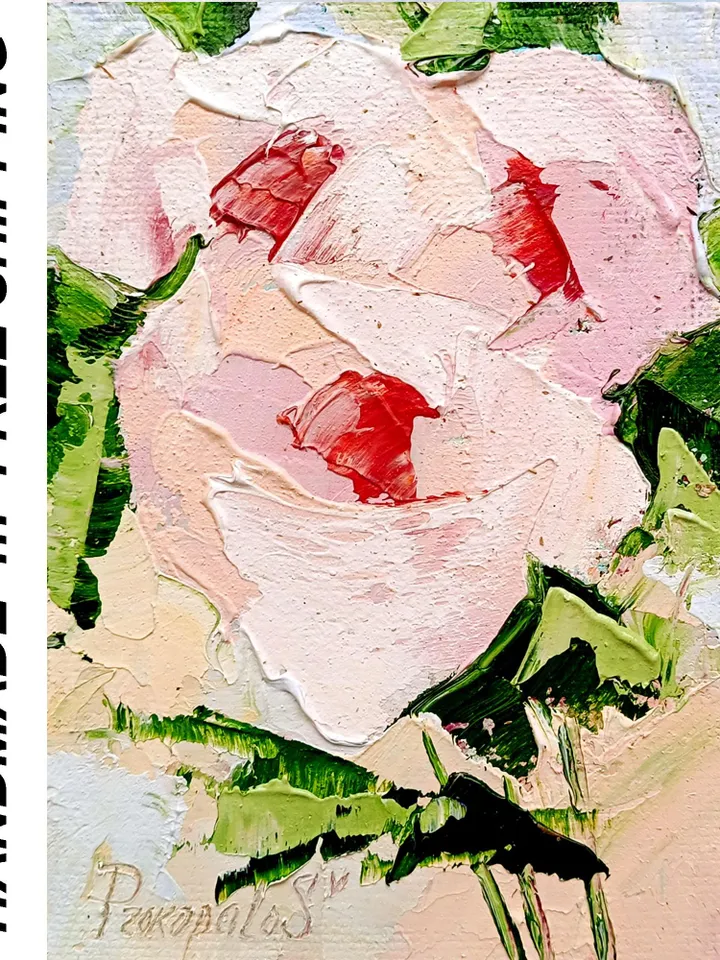 Pink Peonies painting Flowers original oil painting Small Original art Peony wall art Pink peonies artwork Floral wall decor Mini art 7x5 in