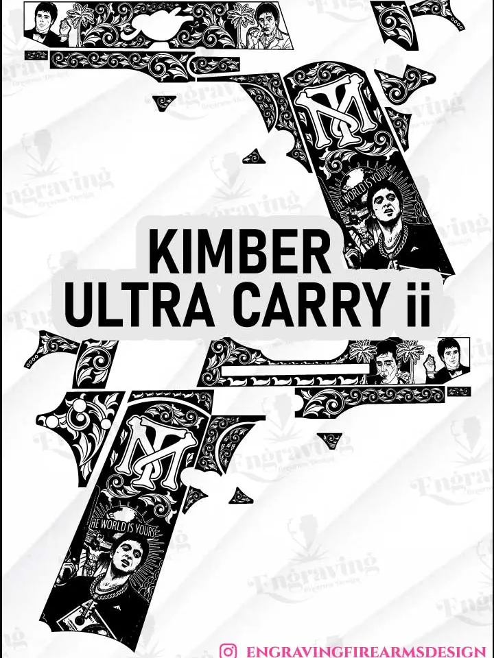 Kimber Ultra Carry ii Scarface Inspired Design Svg | VectorBundle LaserEngraving Svg,lasercut,fiberlaser,engravingfiles,laserpattern,,engravingpattern,metalart