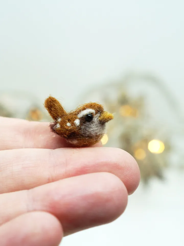 Tiny needle felted wren, miniature bird, made to order