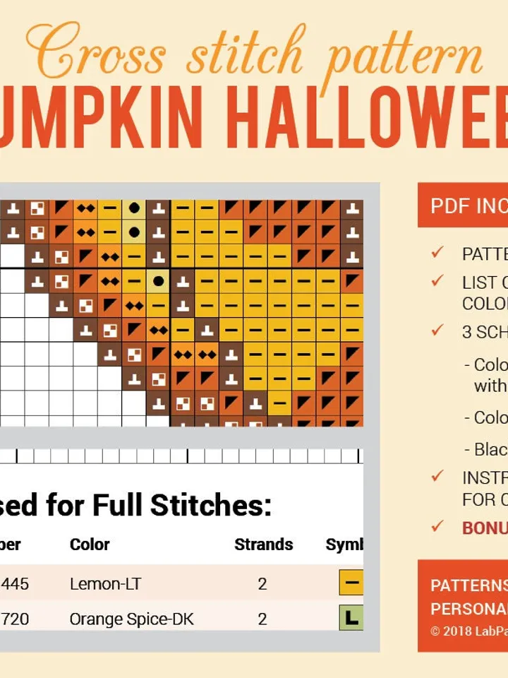 Pumpkin Halloween Cross stitch pattern | Embroidery Pattern | Instant Download | Cross Stitch Patterns | Embroidery Designs