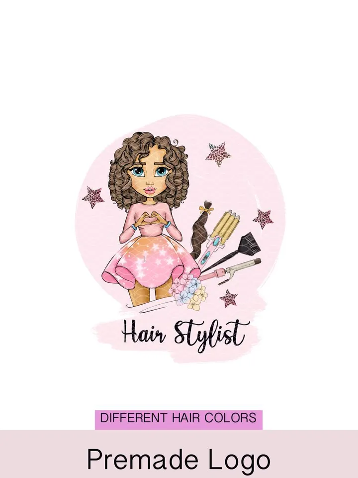 Amazing Makeup Stylist Logo, Salon Logo, Beauty Cartoon Girl Logo, Mua Logo