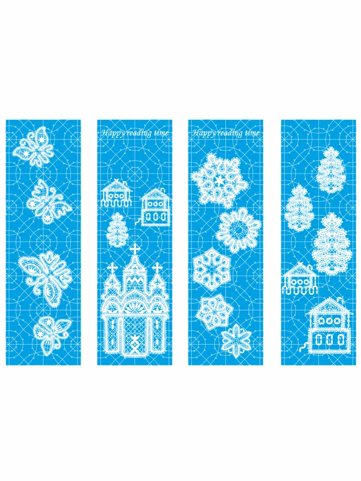 Bookmark with Bobbin lace print Set 2 pcs Laminated