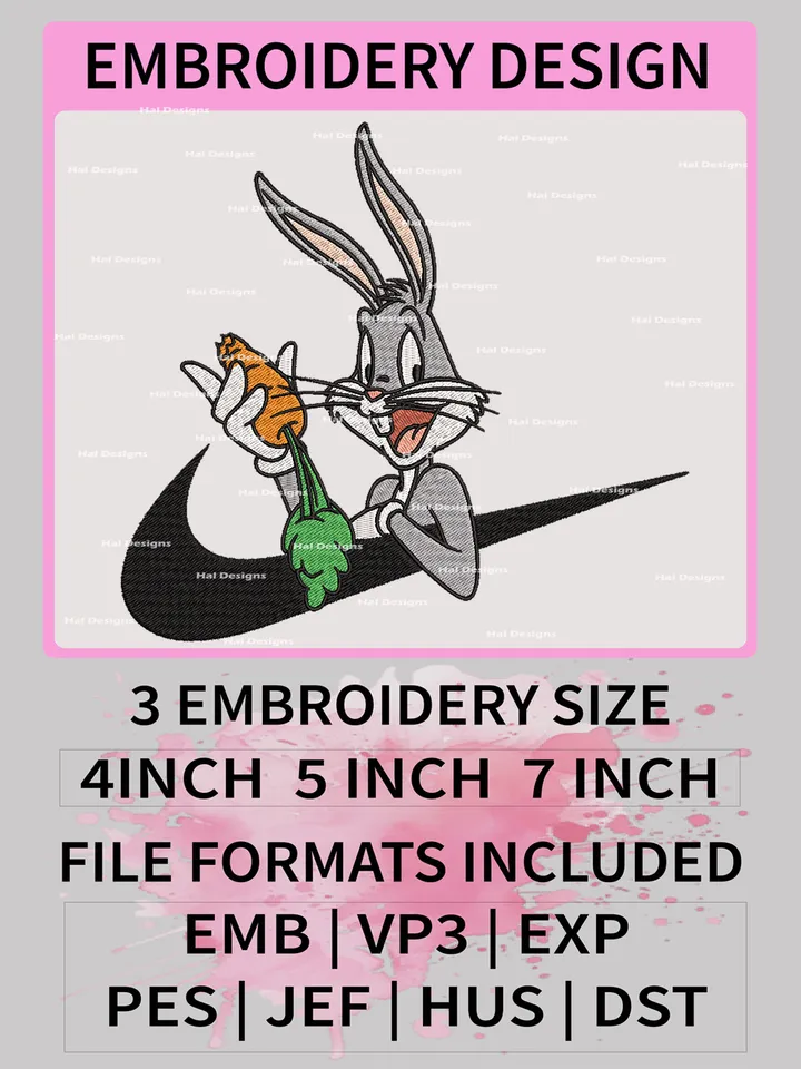 Bugs Bunny Embroidery Designs, Bugs Bunny Embroidery Files, Cartoon Machine Embroidery Pattern, Digital Download