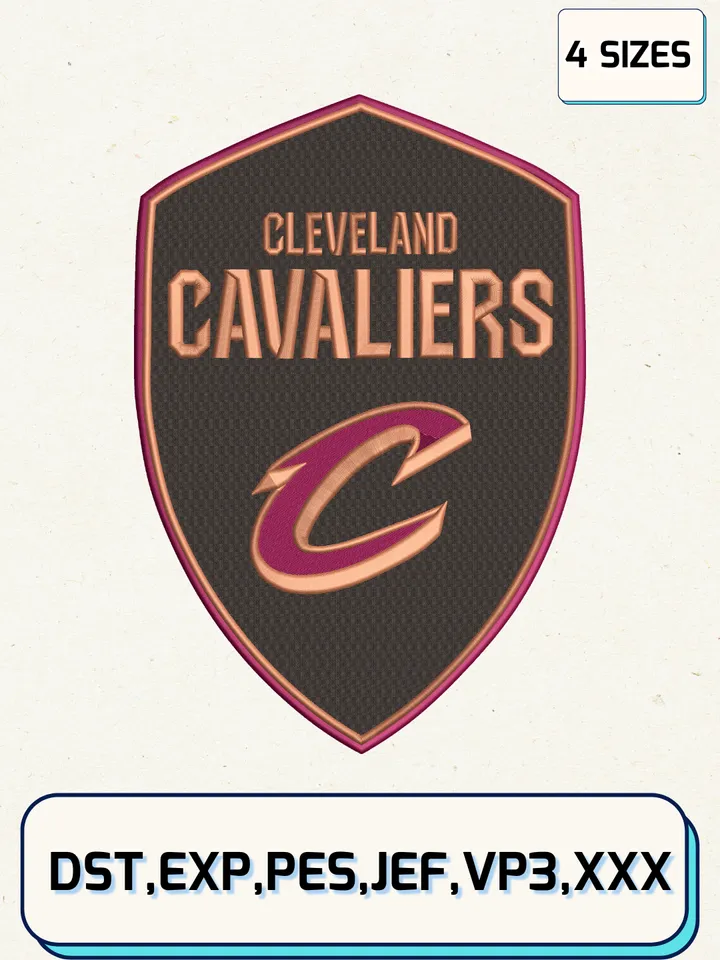 Cleveland Cavaliers Logos Embroidery Design Files,NBA Logos Embroidery Designs,Machine Embroidery Files,4 Sizes