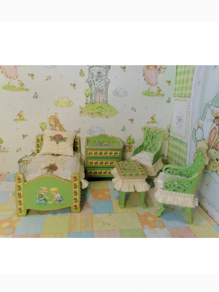 Dollhouse roombox furniture. Furniture for dolls. Furniture set.