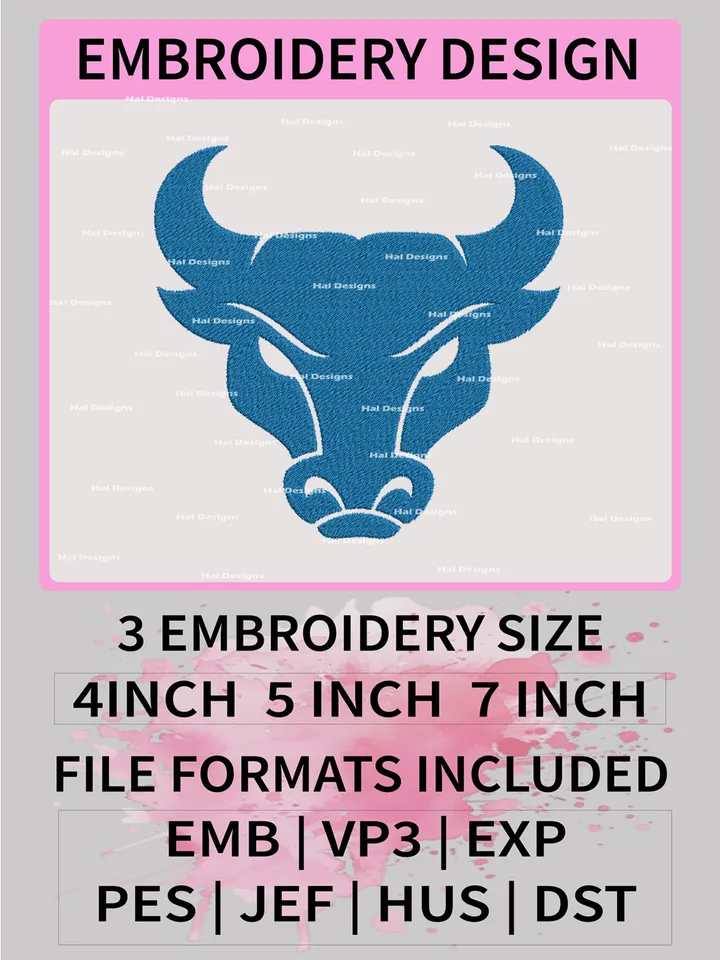 NCAA Buffalo Bulls Embroidery File, 3 Sizes, 6 Formats, NCAA Machine Embroidery Design, NCAA Logo, NCAA Teams