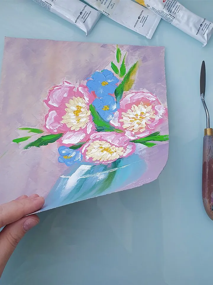 Peony Painting Bouquet Original Art Floral Wall Art Flower Artwork Oil Painting