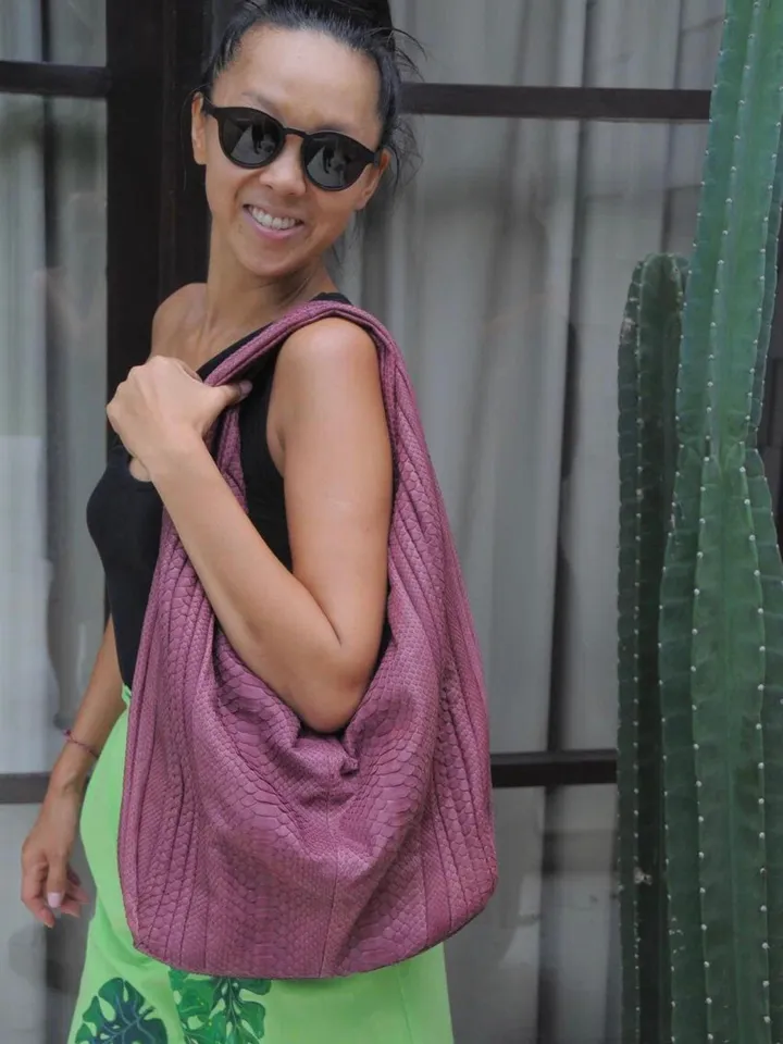 Big Soft Hobo Classy Sport Woman Stitched Bag | Purse Genuine Python Skin |wine Big Elegant Leather Designer Soft Bag Snake | reptile hobo