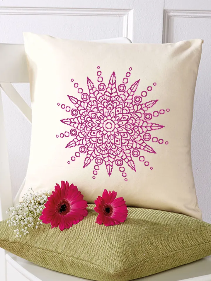 Flower mandala cross stitch pattern PDF download Mandala ornament cross stitch chart Monochrome mandala pattern digital PDF Home decor #M235