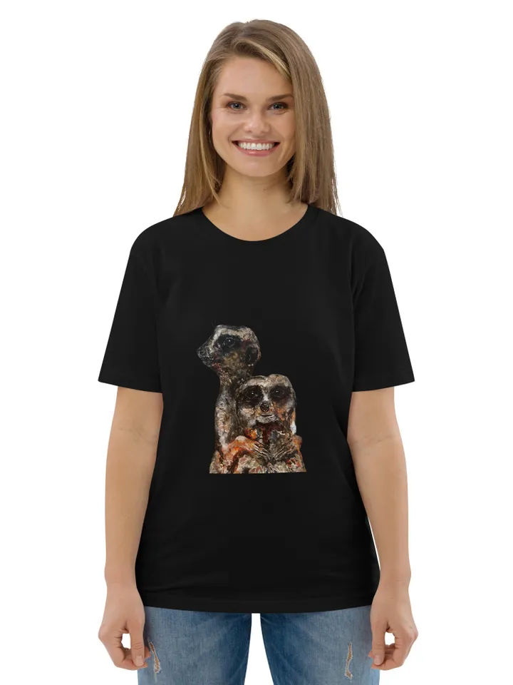 Meerkats couple Unisex organic cotton t-shirt