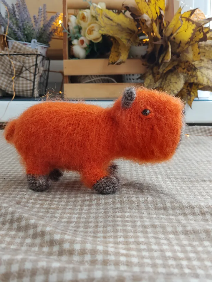 Capybara soft toy orange cute. Holiday gift. Stuffed capybara plush toy