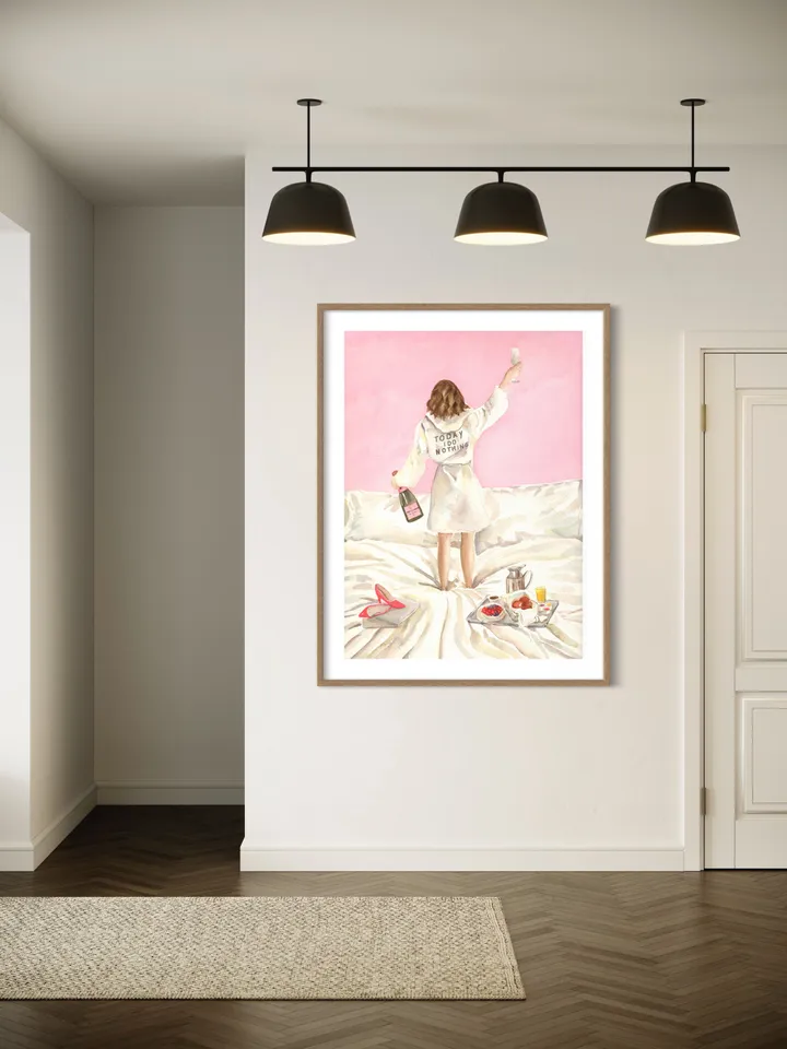 Pink Champagne Wall Print, Watercolor Painting, Champagne Lovers, Pink Aesthetic, Cute Pink Decor, Feminine Art Poster, Pink Feminine Print