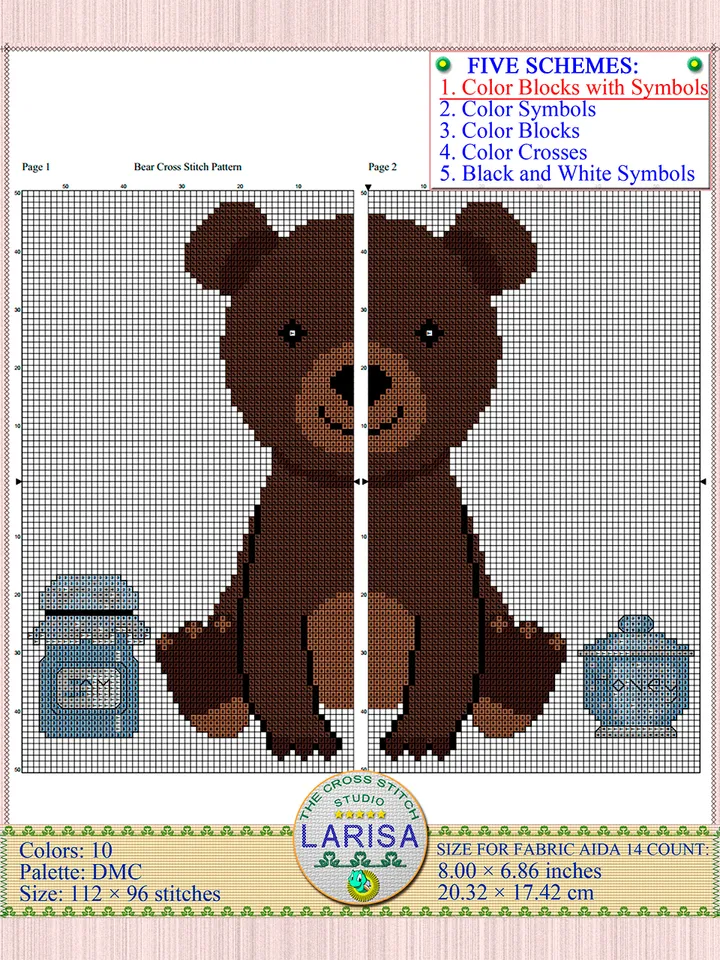 Bear Cross Stitch Pattern | Adorable Bear Cub Stitch Pattern