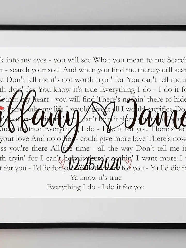 Custom Song Personalized Lyrics Couple Custom Wedding Anniversary Gift Wife Husband Parents Engagement Gift for Friend