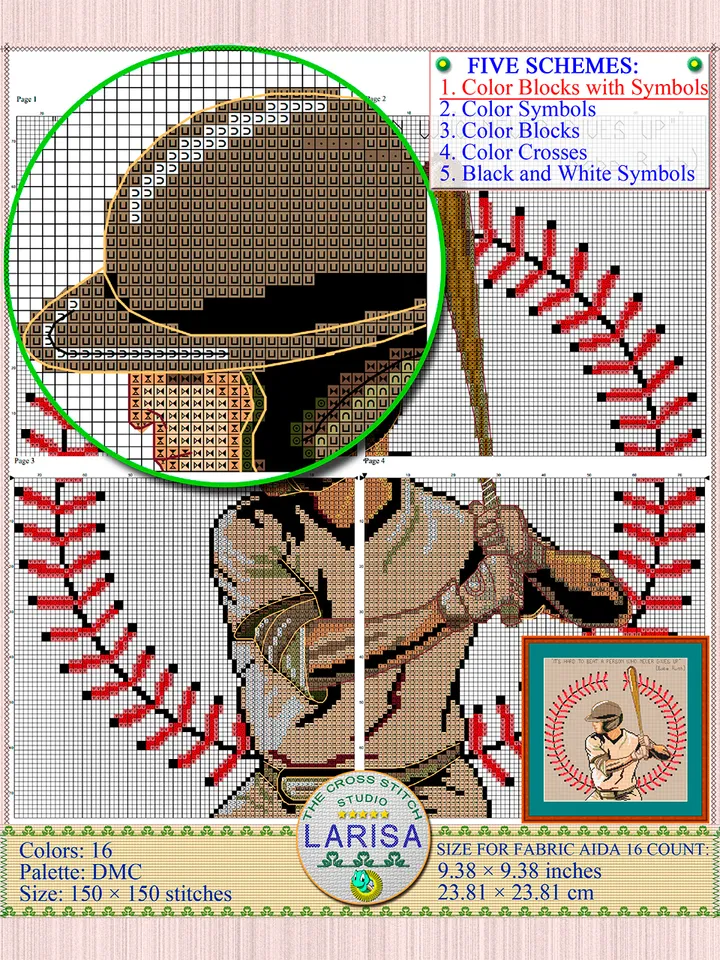 Baseball Cross Stitch Pattern | Baseball Player
