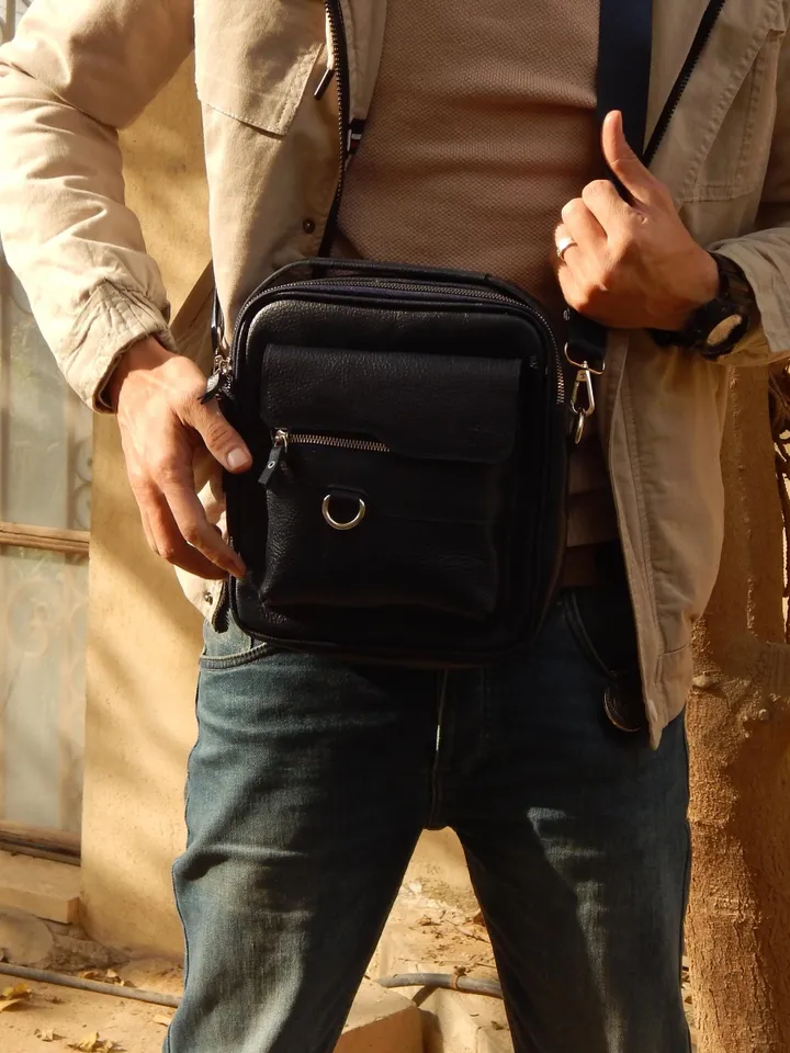 Leather Shoulder Bag, Handmade Crossbody Bag, Everyday Durable Bag, Zippered shoulder bag, Mens purse with a flap, Unique Gift for Him