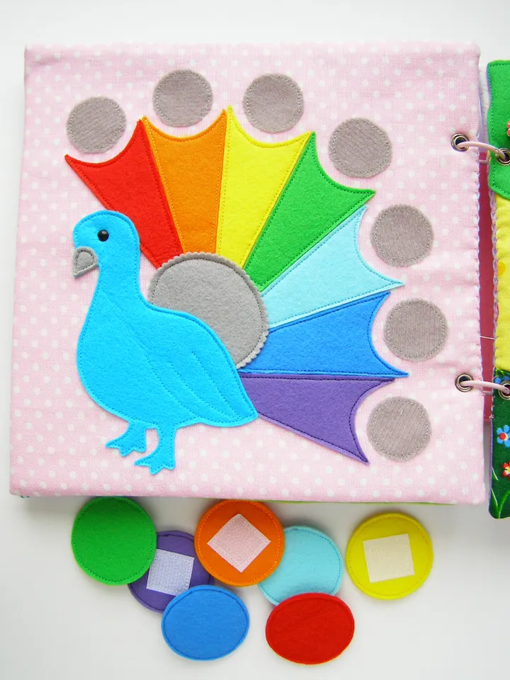 Quiet book page, Peacock, PDF sewing pattern, SVG files