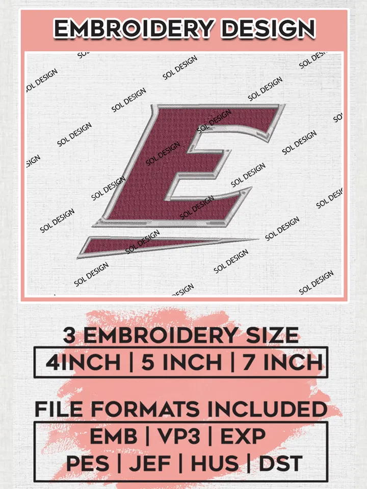 Eastern Kentucky Colonels Team E Letter Logo embroidery designs, NCAA Eastern Kentucky Colonels Logo Machine embroidery designs, NCAA Team Logo embroidery designs, NCAA Game Day Machine embroidery designs, Digital Download