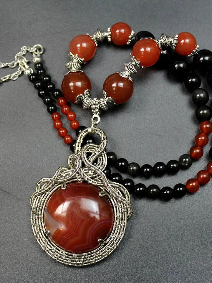 Handmade necklace with natural stones.