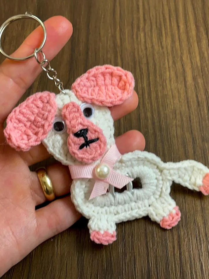 Crochet Puppy Dog Keychain PDF Pattern, Amigurumi Puppy Keyring Tutorial, Upcycled Can Tab Craft, DIY Scrap Yarn Keychain, Instant Download