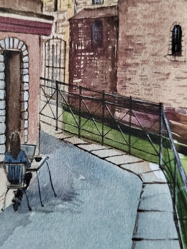 Annecy Town Painting French Cityscape Art Old French Town Artwork Original Watercolor Painting 11.8x15.7 inches by SoftWaves