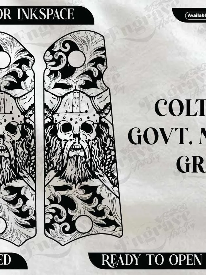 Colt 1911 Grip Design,lasercut,laserengraving,fiberlaser,engravingfiles