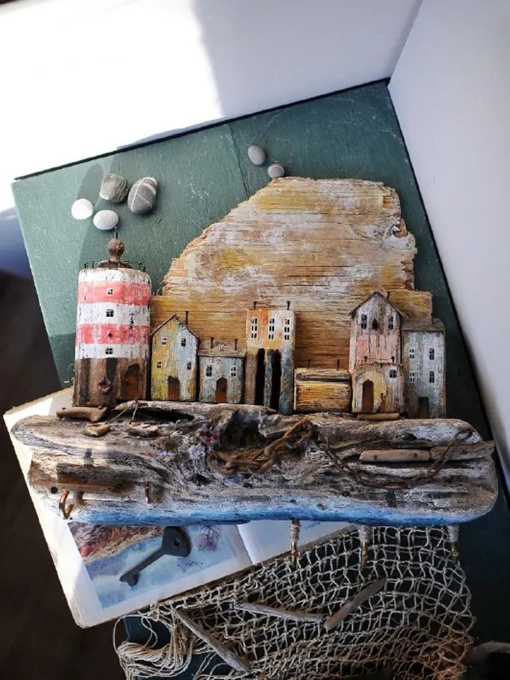 Large Driftwood Art Key Holder, Handmade Driftwood Wall Key Holder
