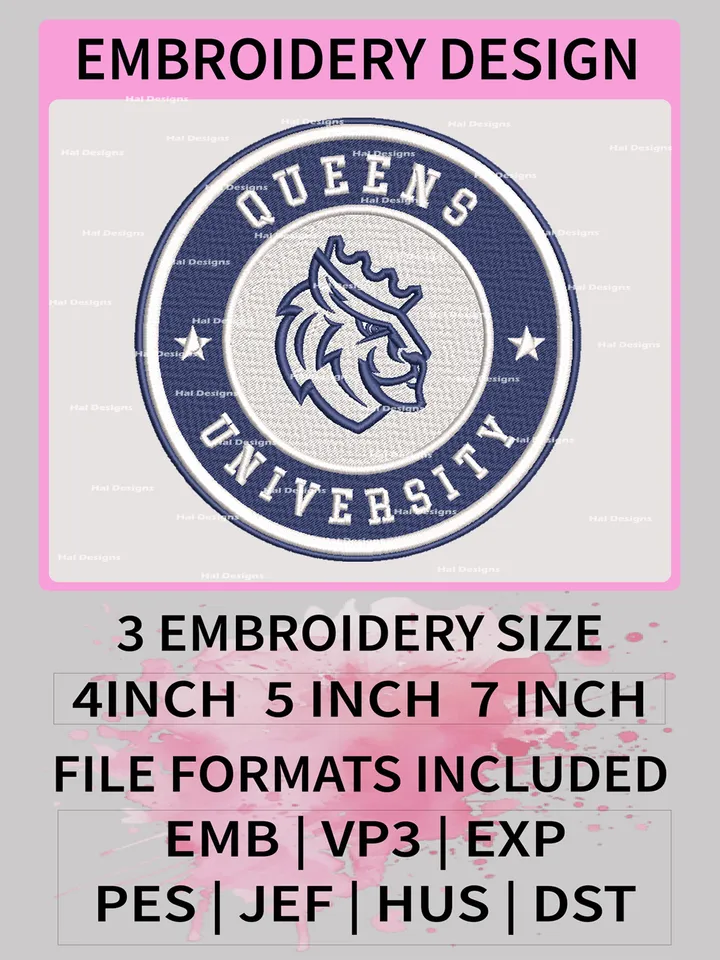 NCAA Queens University Royals Embroidery File, 3 Sizes, 6 Formats, NCAA Machine Embroidery Design, NCAA Logo, NCAA Teams