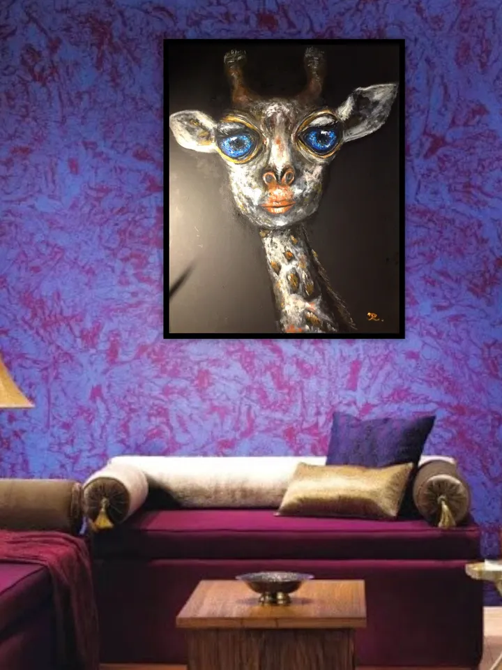 Fantasy giraffe painting,original giraffe painting,acrylic,stretched canvas.