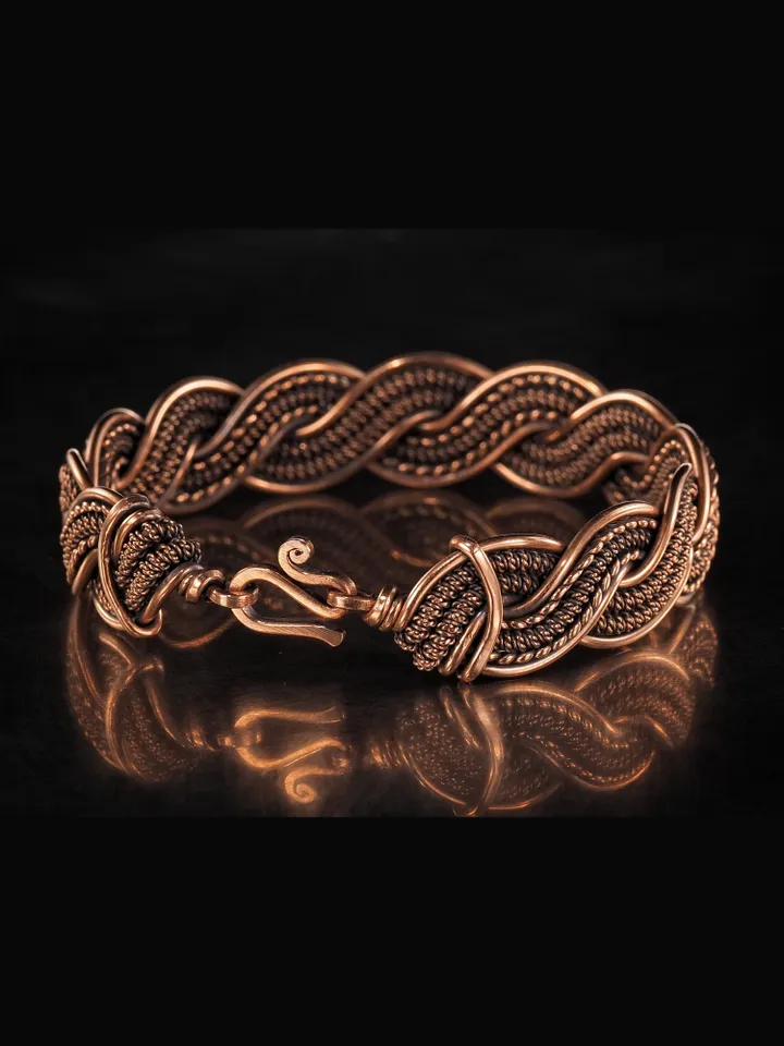 Woven copper wire bracelet Antique style handcrafted copper jewelry Unique gift
