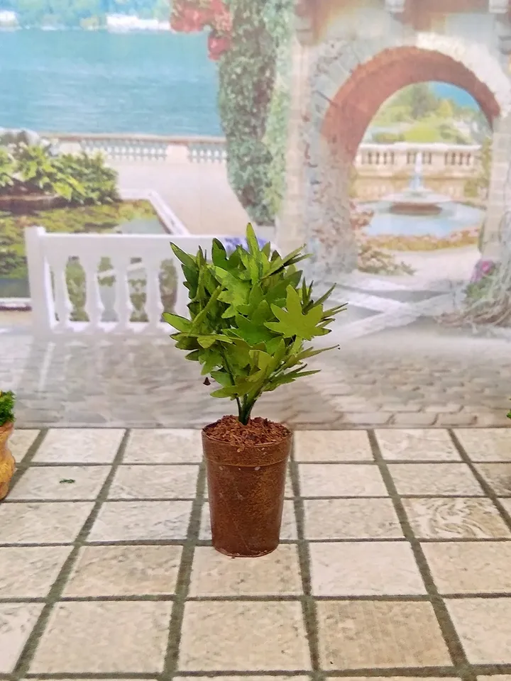 Bush of a plant in a pot for a dollhouse.1:12 scale.