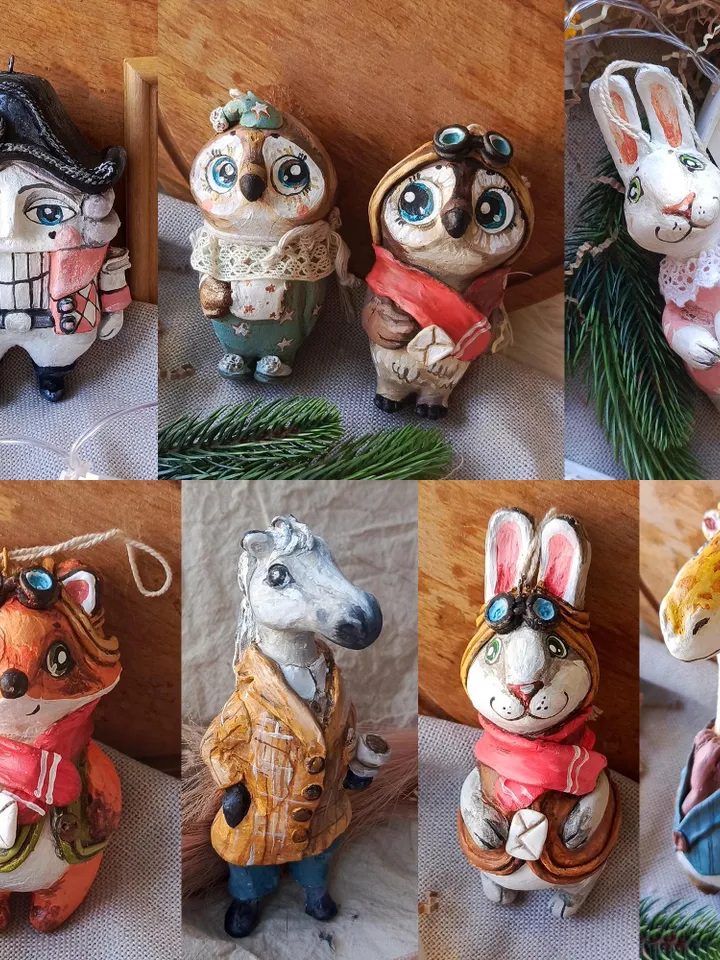 Papier mache sculptures.