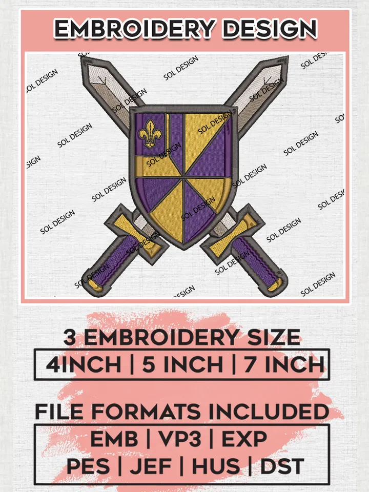 NCAA Albion Britons College Team Sword Shield Logo Embroidery Design Files, NCAA Albion Britons Machine Embroidery, NCAA Teams, 3 sizes, NCAA Machine embroidery designs, Digital Download