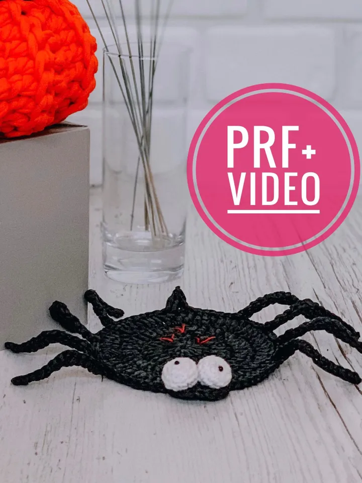 Crochet coaster spider 3D Halloween, Thanksgiving, PDF pattern, digital instant download