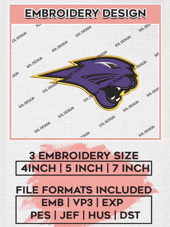 Northern Iowa Panthers Team Head Mascot Logo embroidery designs, NCAA Northern Iowa Panthers Logo Machine embroidery files, NCAA Team Logo embroidery designs, NCAA Game Day Machine embroidery designs, Digital Download