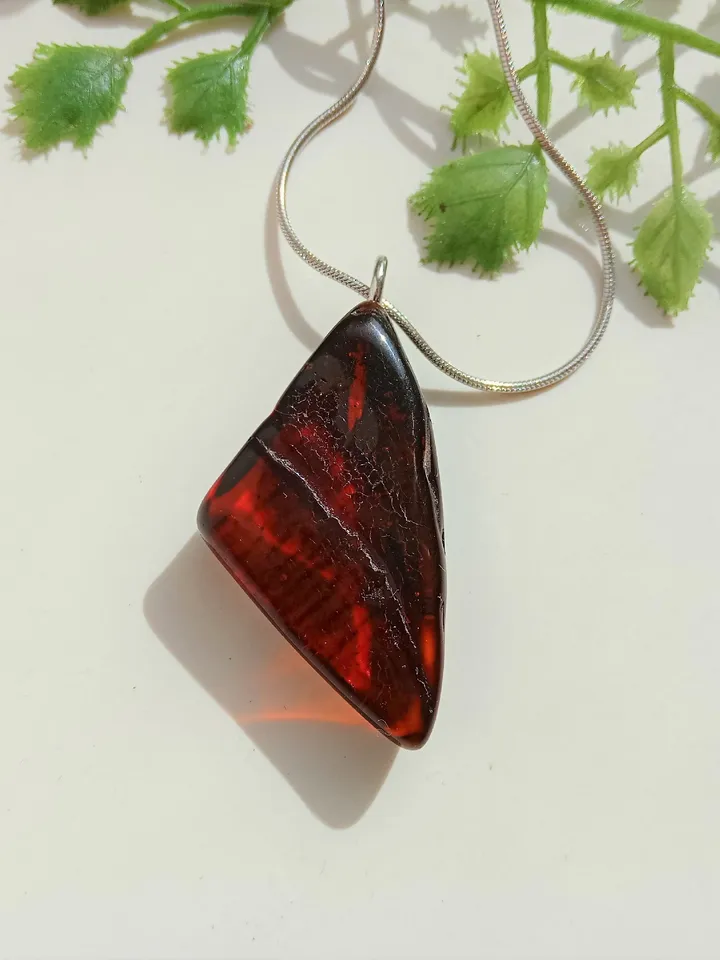 Natural Amber Jewelry Amulet Gemstone
Pendant Chain Necklace Protection Stone
Jewelry Gift For Men Boyfriend And Women Cognac Brown Baltic Amber Polished