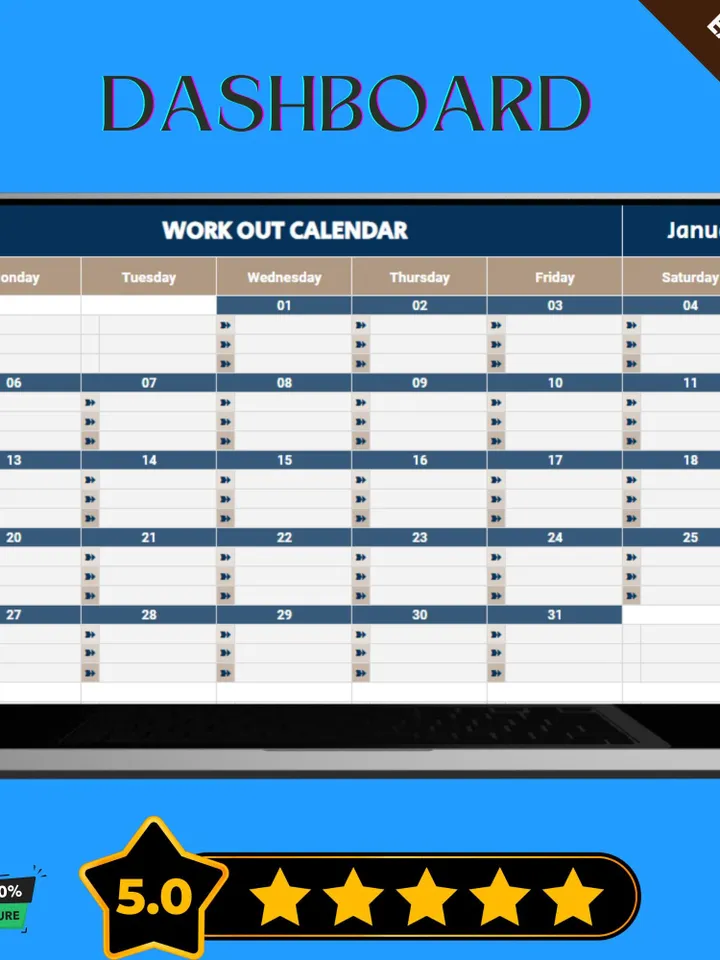 Workout Calendar Template, Editable Google Sheets, Fitness Planner for Scheduling and Tracking Exercise Routines