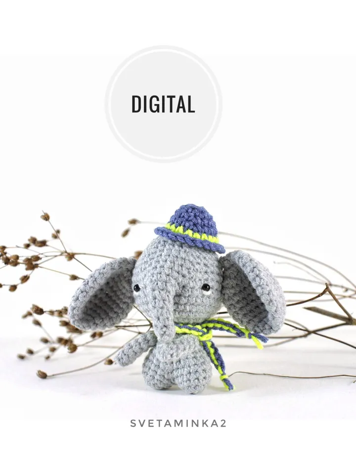 Crochet Elephant Pattern Amigurumi Toy. Digital Download. PDF.