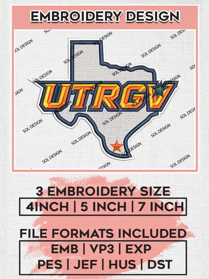 NCAA UTRGV Vaqueros Team Logo embroidery designs, NCAA UT Rio Grande Valley Vaqueros Logo Machine embroidery designs, NCAA Logo embroidery designs, NCAA Lopes Machine embroidery designs, Digital Download