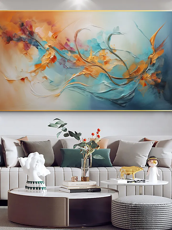 Original Framed Colorful Flowers Oil Painting On Canvas, Large Wall Art, Abstract Painting, Custom Painting, Living room Wall Art Home Decor
