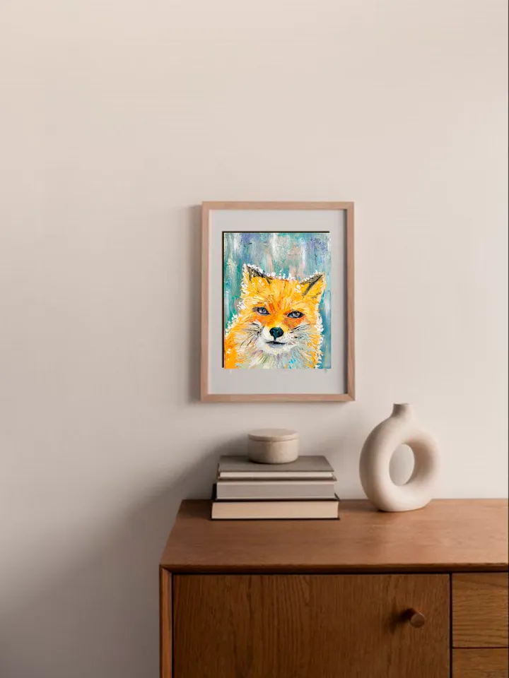 Winter Fox Painting Animal Painting Original Impasto Oil Painting 6x8 Wildlife Painting Red Fox in Snow Fox Portrait Fox Gift by ArtFromVictoria