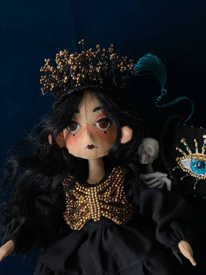 Gothic doll with tattoos. Wednesday Addams doll