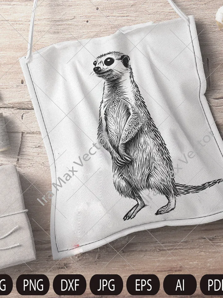 Meerkat SVG, Cute meerkat detailed, Meerkat standing, Safari Animals Svg, Meerkat Clipart, Meerkat cut Files ,Mongoose svg
