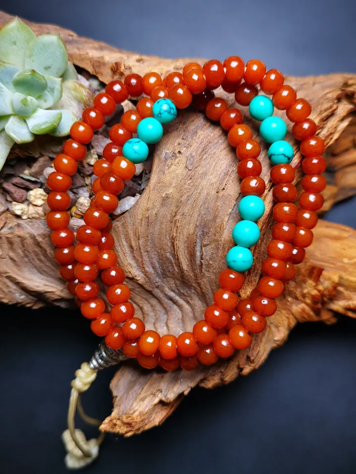 Gandhanra Hand-carved Tibetan Yak Bone Mala Beads Necklace,Small Prayer Beads Bracelet for Women