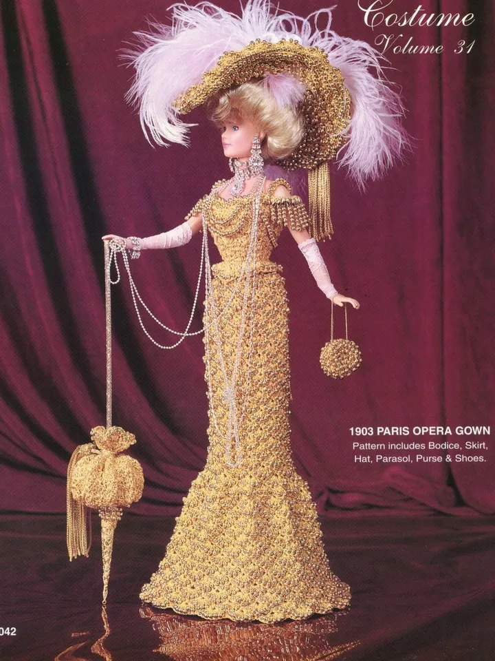 Barbie Dress Crochet Pattern Vintage for Dolls 11-1/2" Digital Download PDF