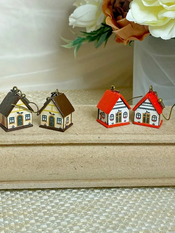 House earrings. Interesting handmade earrings.
